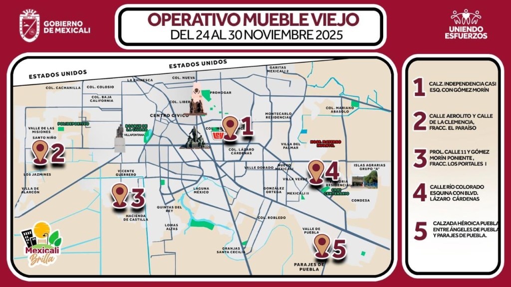 ANUNCIA GOBIERNO DE MEXICALI EL OPERATIVO “MUEBLE VIEJO” CON CINCO PUNTOS DE&nbsp;ACOPIO